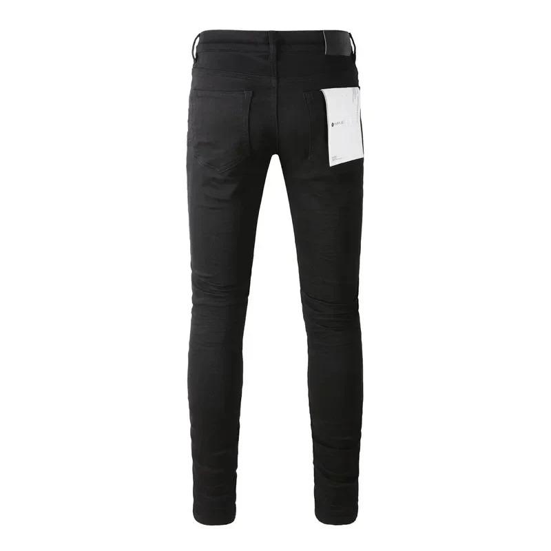 Purple Jeans American High Street Black Pleated Basic Model 2024 New Fashion Trend High Quality Jeans Menswear Trouser