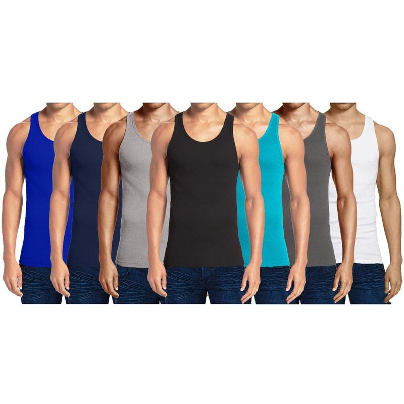 Men's 3-Pack Heavyweight Ribbed Tank Top (Sizes, M-2XL)