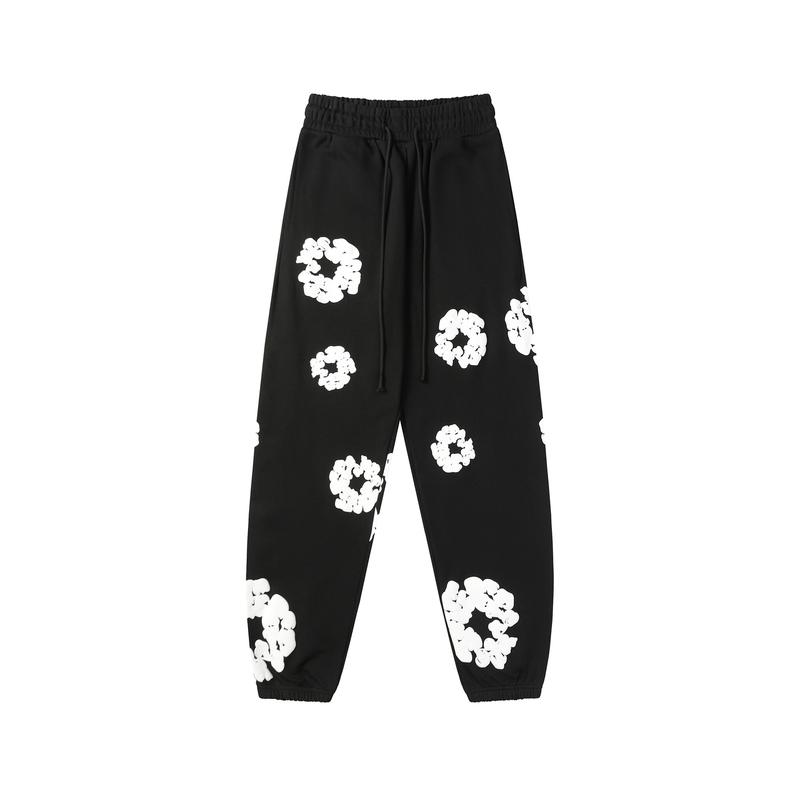 Denim Tears Cross-Border Kapok Foam Flower Suit High Street Loose Hooded Sweatshirt and Sweatpants Christmas Tide