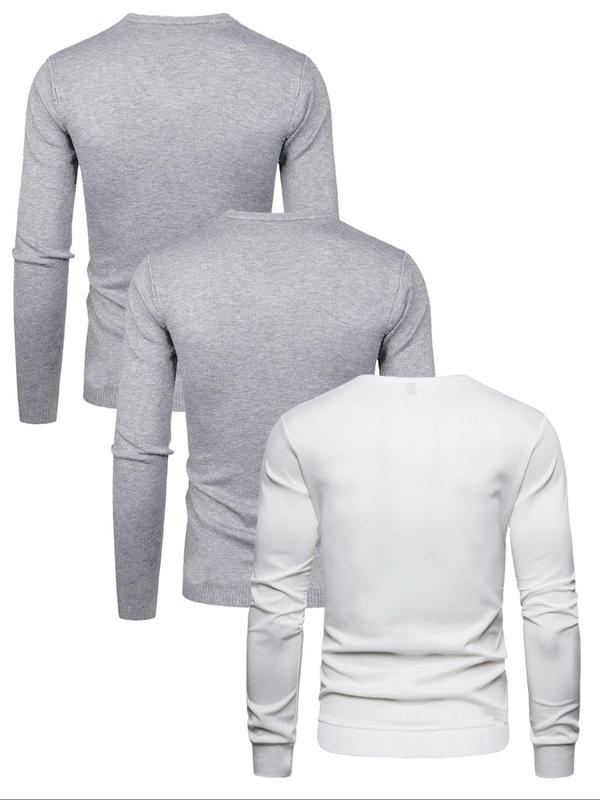 Men's Solid Round Neck Sweatshirt, Regular Fit Casual Long Sleeve Crew Neck Pullover for Fall & Winter, Men's Clothes for Daily Wear