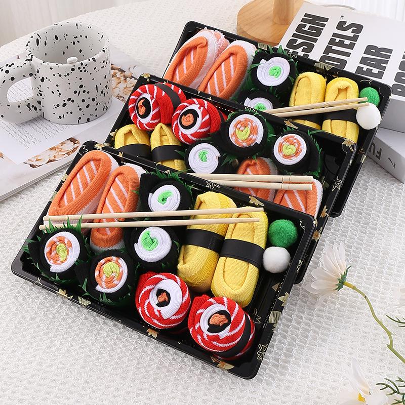 Sushi Socks, 3 Pairs 4 Pairs 5 Pairs Fun Socks, Unique Novelty Funny Socks for Men and Women, Sushi Lovers, Birthday, Thanksgiving Christmas Gift Idea WOMenswear