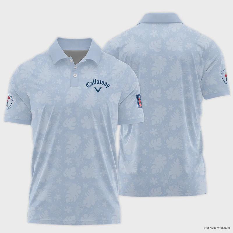 124th U.S. Open Pinehurst Callaway Golf Polo Shirt Light Blue Pastel Floral Hawaiian Pattern All Over Print Polo Shirt