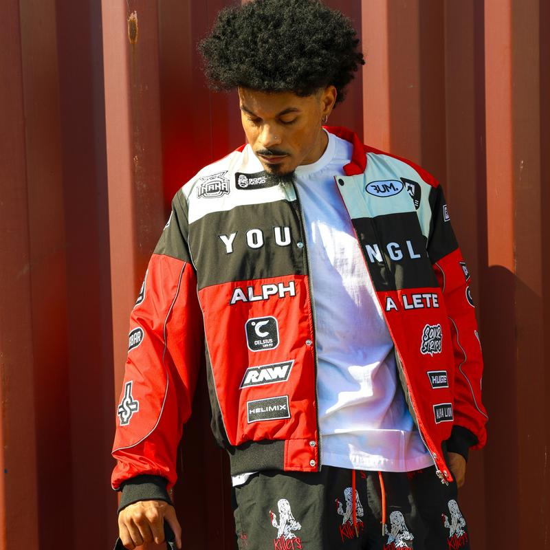 YoungLA - Graphic Racer Jacket in Red, Black and White