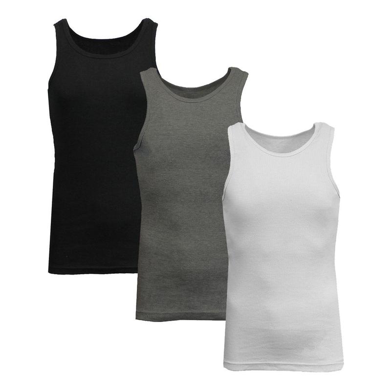 Men's 3-Pack Heavyweight Ribbed Tank Top (Sizes, M-2XL)