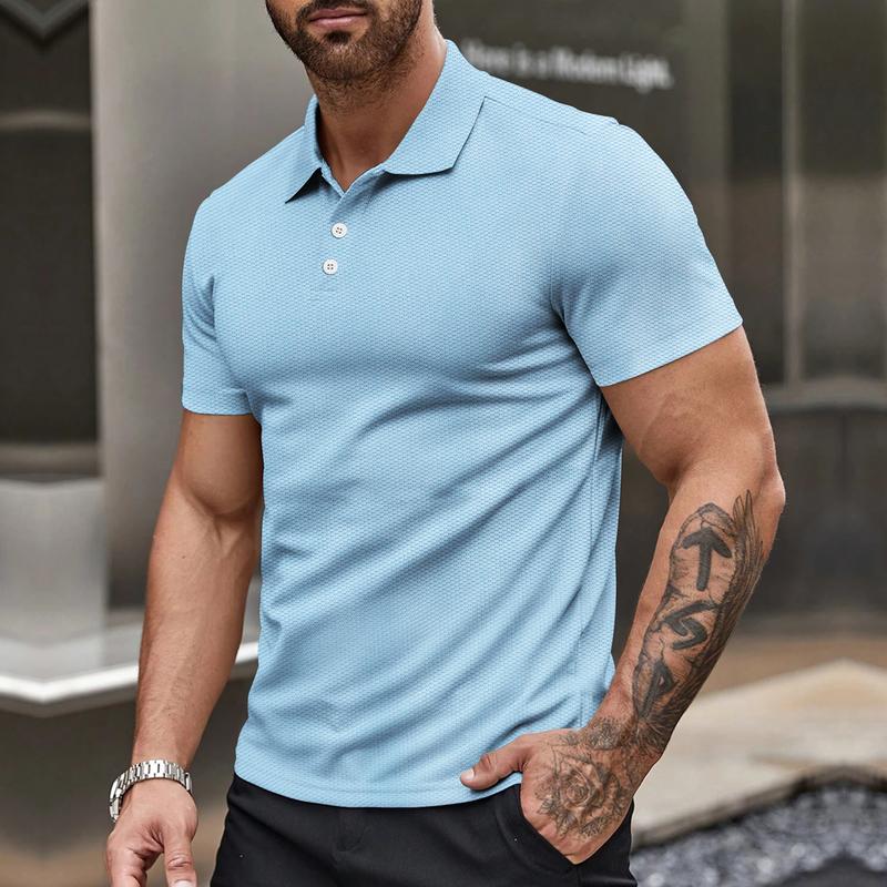 Men's Solid Color Polo Shirt Summer Short-sleeve Business Polo Tees Tops Casual Shortsleeve