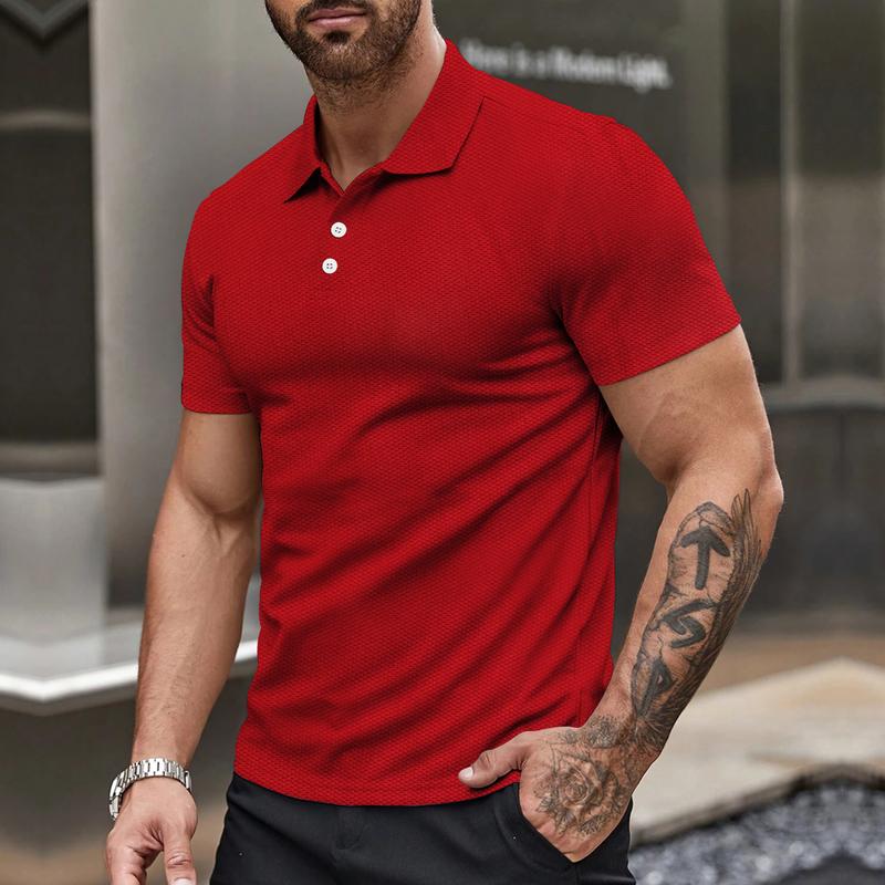 Men's Solid Color Polo Shirt Summer Short-sleeve Business Polo Tees Tops Casual Shortsleeve