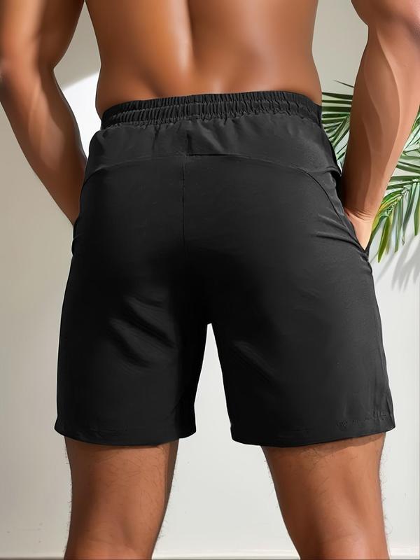 Men's Solid Drawstring Waist Shorts, Casual Regular Fit Pocket Shorts for Summer, Men's Bottoms for Daily Wear,  Gym Shorts