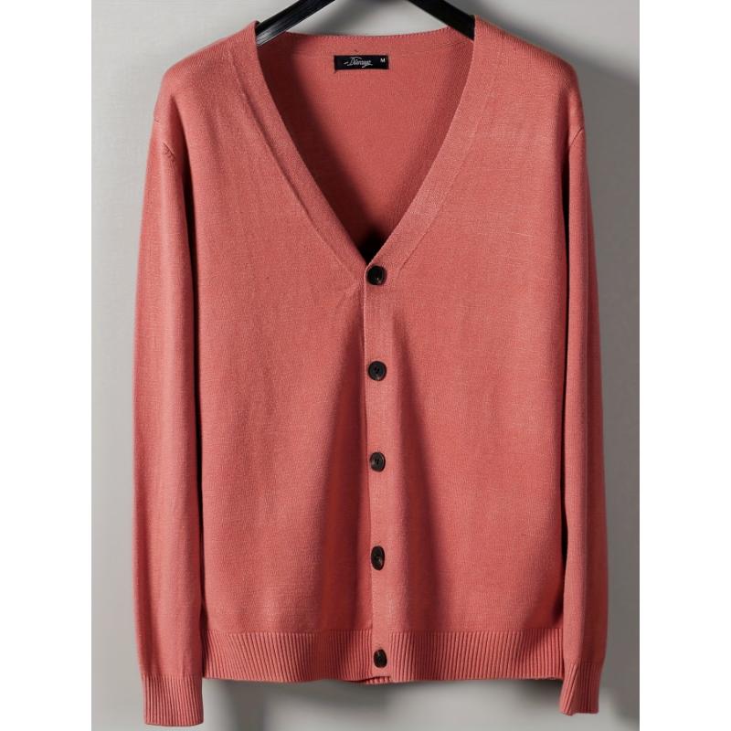 Plus Size Men's V-Neck Casual Button Sweater Cardigan For Autumn Winter