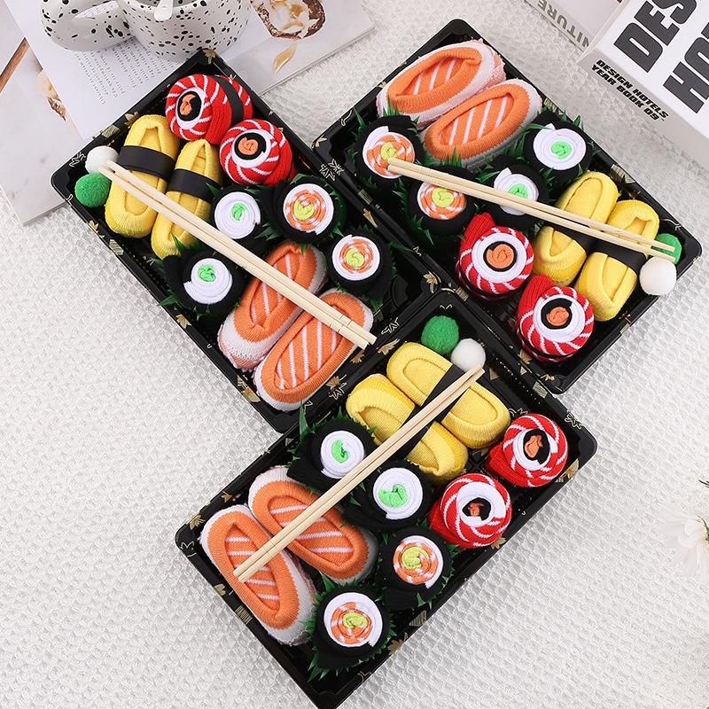 Sushi Socks, 3 Pairs 4 Pairs 5 Pairs Fun Socks, Unique Novelty Funny Socks for Men and Women, Sushi Lovers, Birthday, Thanksgiving Christmas Gift Idea WOMenswear