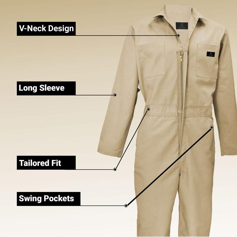 M&M SCRUBS Men’s Long Sleeve Coveralls – Heavy-Duty Workwear with Stain & Wrinkle Resistance, 6 Pockets