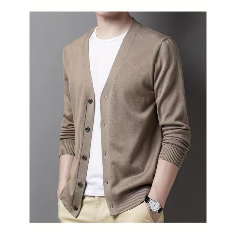 Plus Size Men's V-Neck Casual Button Sweater Cardigan For Autumn Winter