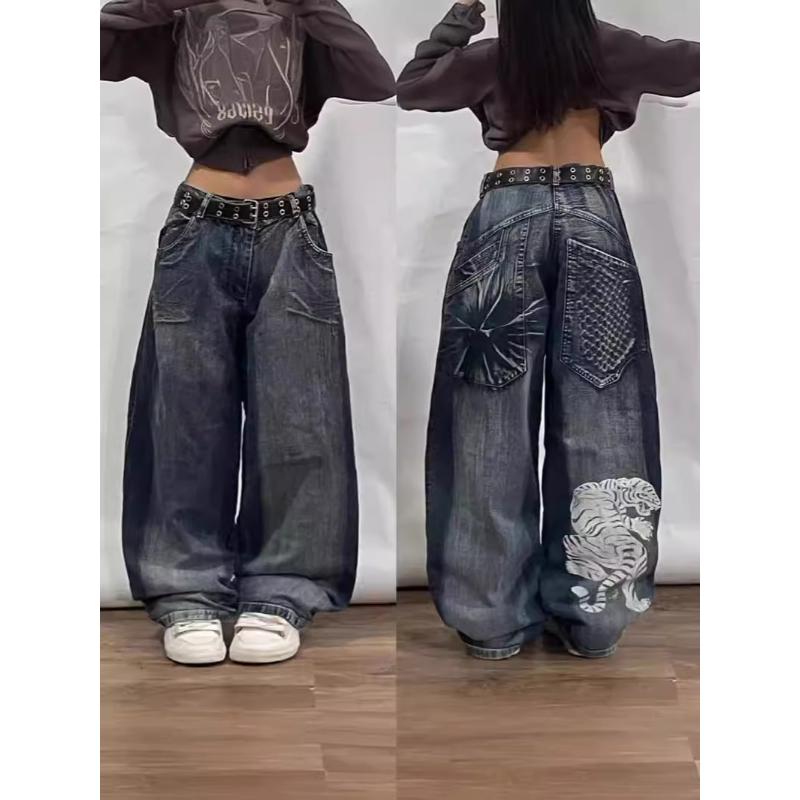 Baggy Jeans Men's Retro Print Hip Hop Goth Streetwear Harajuku Men's Casual Pants