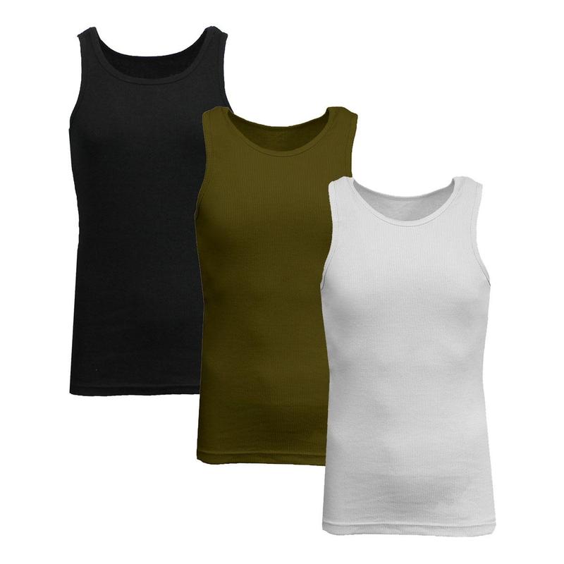 Men's 3-Pack Heavyweight Ribbed Tank Top (Sizes, M-2XL)