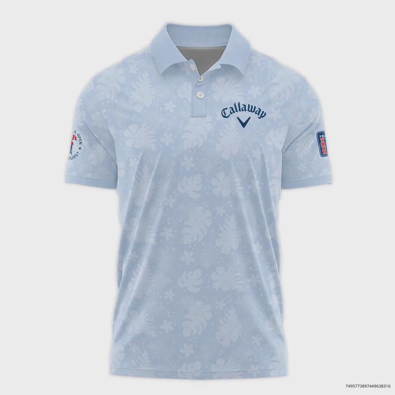 124th U.S. Open Pinehurst Callaway Golf Polo Shirt Light Blue Pastel Floral Hawaiian Pattern All Over Print Polo Shirt