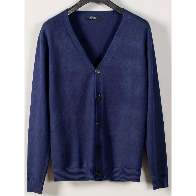 Plus Size Men's V-Neck Casual Button Sweater Cardigan For Autumn Winter