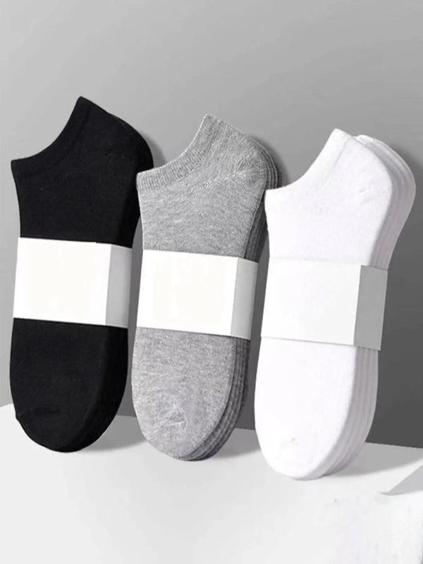 Men's Solid Ankle Socks, Summer 2024 Casual Basic Extra Low Cut Socks for Men, Soft Breathable Simple Plain Stretch Socks, Socks for Men, Men's Socks for Fall