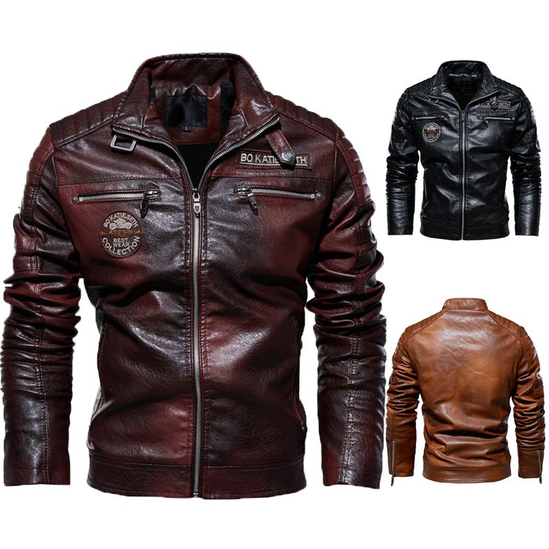 Artificial leather winter fur jacket men's jacket fashion trend motorcycle suit European and American PU jacket jacket