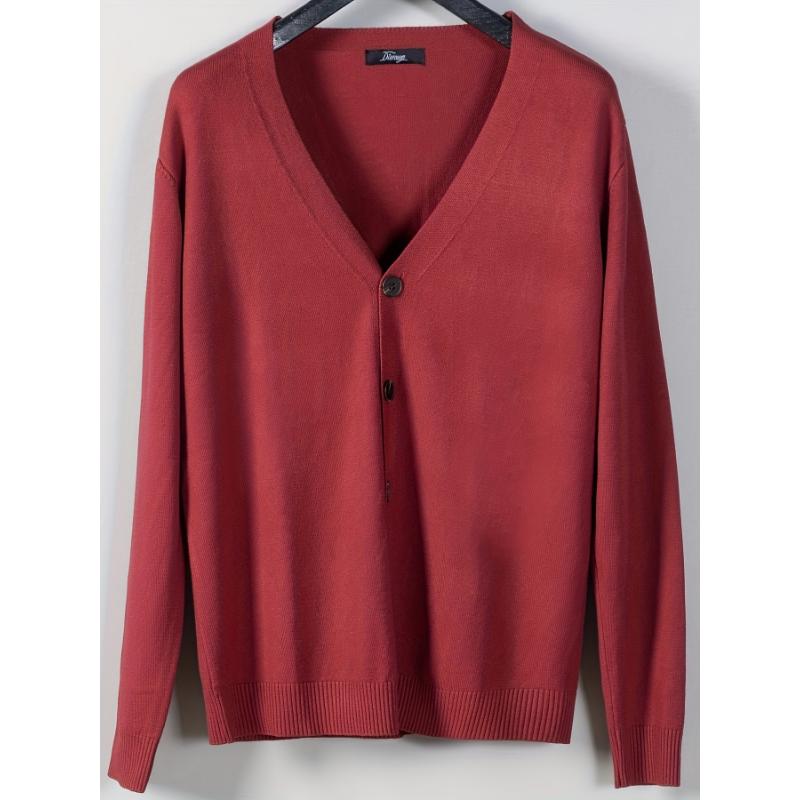 Plus Size Men's V-Neck Casual Button Sweater Cardigan For Autumn Winter