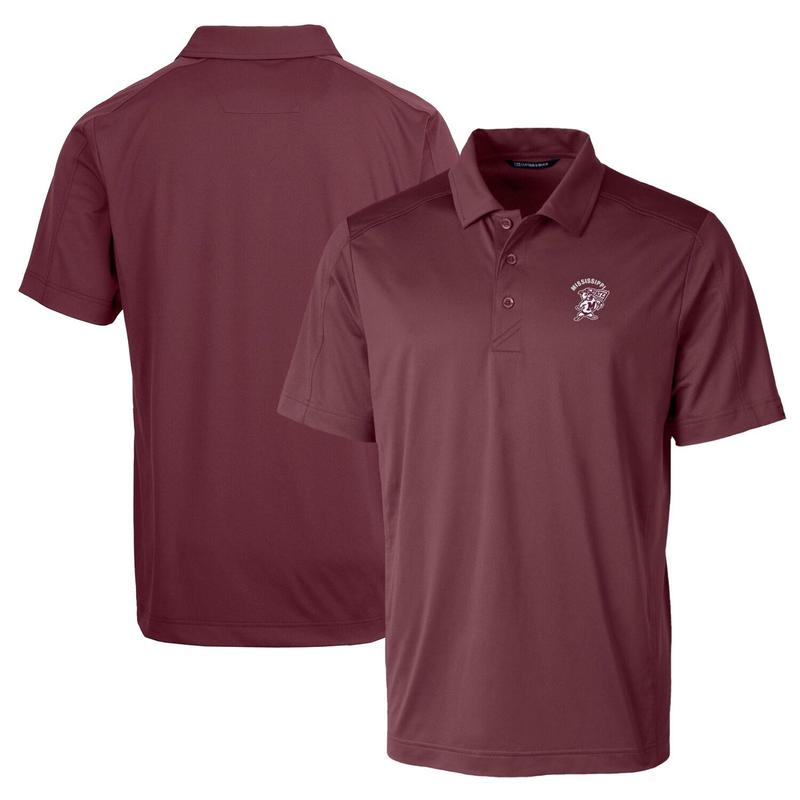 Mississippi State Bulldogs Cutter & Buck Team Logo Big & Tall Prospect Textured Stretch Polo - Maroon