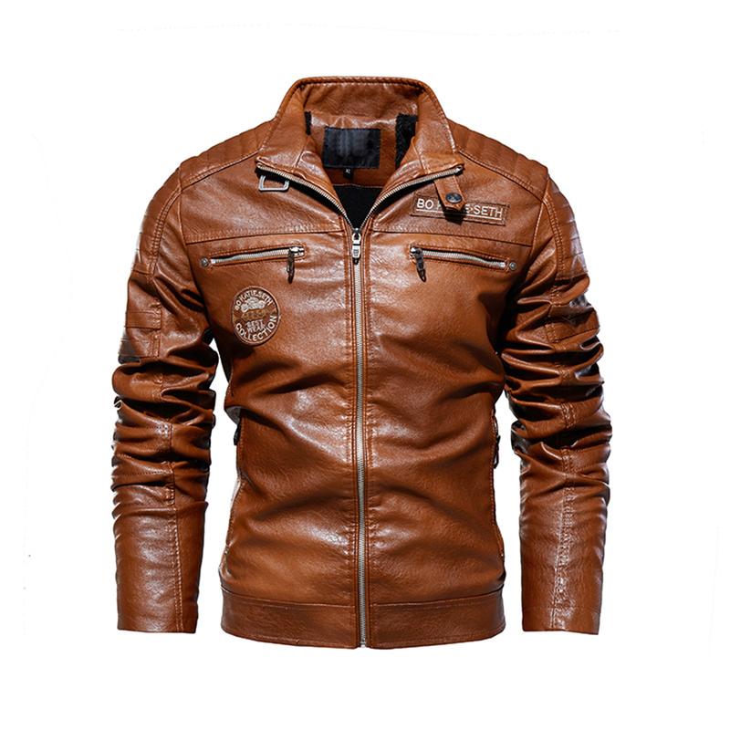 Artificial leather winter fur jacket men's jacket fashion trend motorcycle suit European and American PU jacket jacket