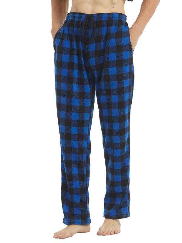 Couple Christmas Plaid Print Elastic Waist Sleep Pants, Casual Comfy Pajama Pants Trousers for Fall & Winter, Men's Sleepwear for Indoor Wear, Fall Wear, Fallfreshness Clothes