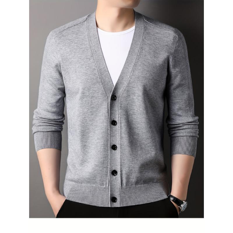 Plus Size Men's V-Neck Casual Button Sweater Cardigan For Autumn Winter