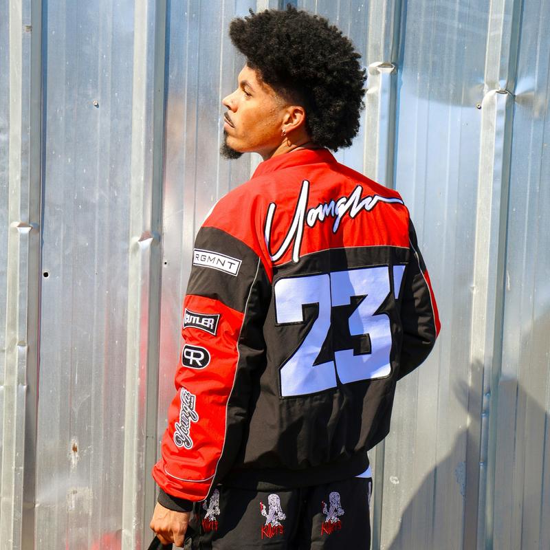 YoungLA - Graphic Racer Jacket in Red, Black and White