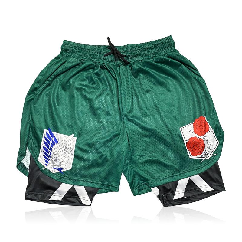 Crown Anime Shorts - Breathable Mesh Fabric Menswear Soft Athletic