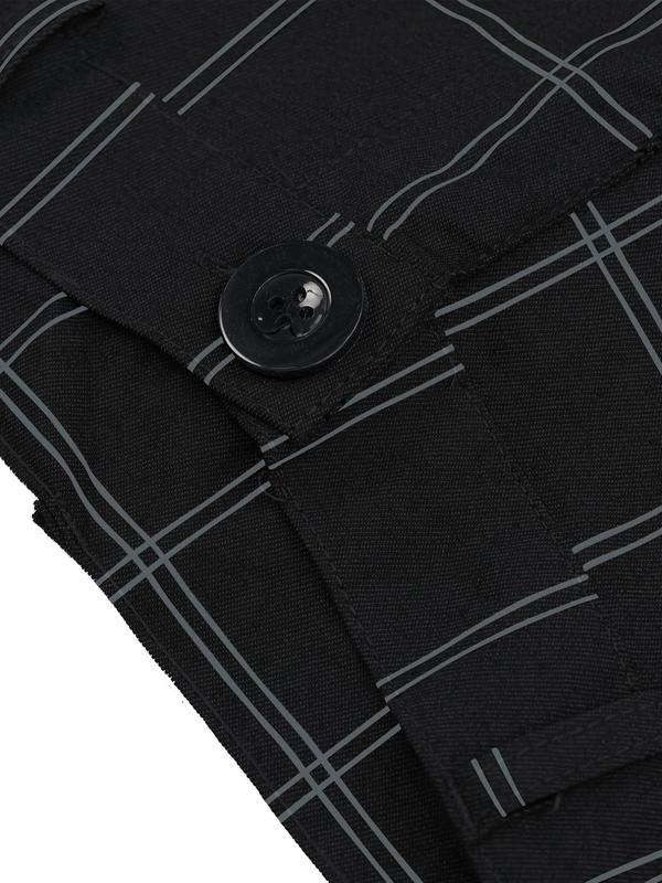 Men's Plaid Print Button Fly Slim Pants, Business Casual Pocket Design Trousers for All Seasons, Pantalones Para Hombre, Men's Bottoms for Work Office Daily Wear, Fall Clothes, Menswear, Mens Pants, Pants for Men