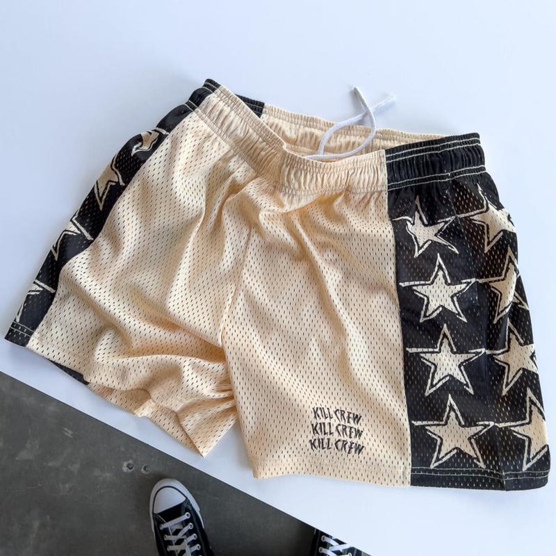 VENTED MESH SHORTS ALL STAR - CREAM   BLACK Menswear Elastic