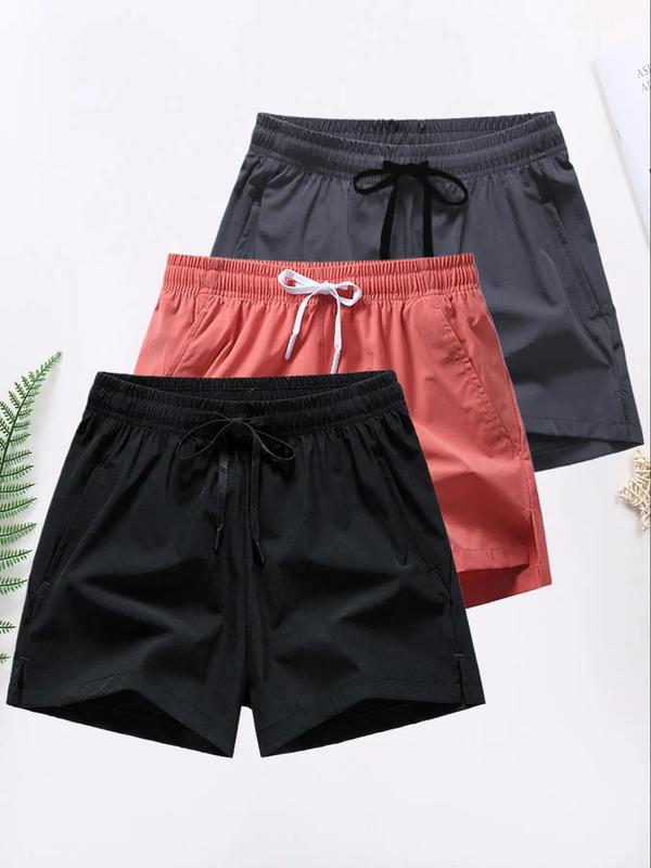 Men's Fashion Letter Print Drawstring Waist Shorts, Casual Streetwear Regular Fit Pocket Split Hem Shorts for Summer, Back To School Clothes, Summer Outfits, Men's Bottoms for Daily Wear, Menswear