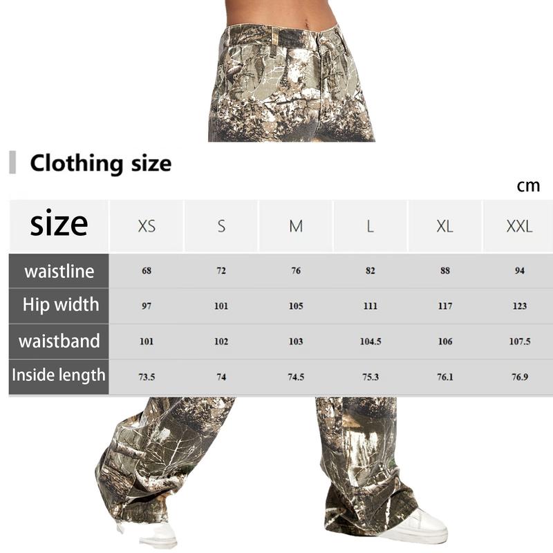 Unisex Regular Fit Camo Print  Drawstring Waist Cargo Pants American style casual pants men's loose wide leg workwear trousers