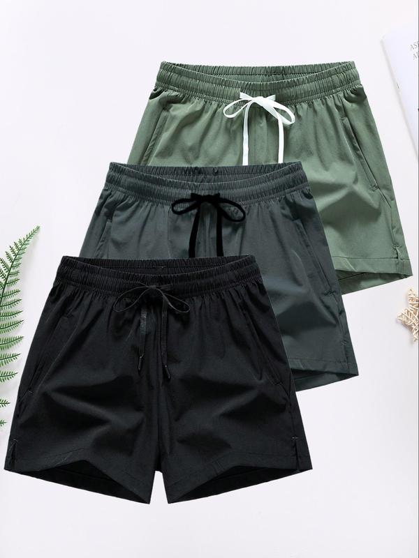 Men's Fashion Letter Print Drawstring Waist Shorts, Casual Streetwear Regular Fit Pocket Split Hem Shorts for Summer, Back To School Clothes, Summer Outfits, Men's Bottoms for Daily Wear, Menswear