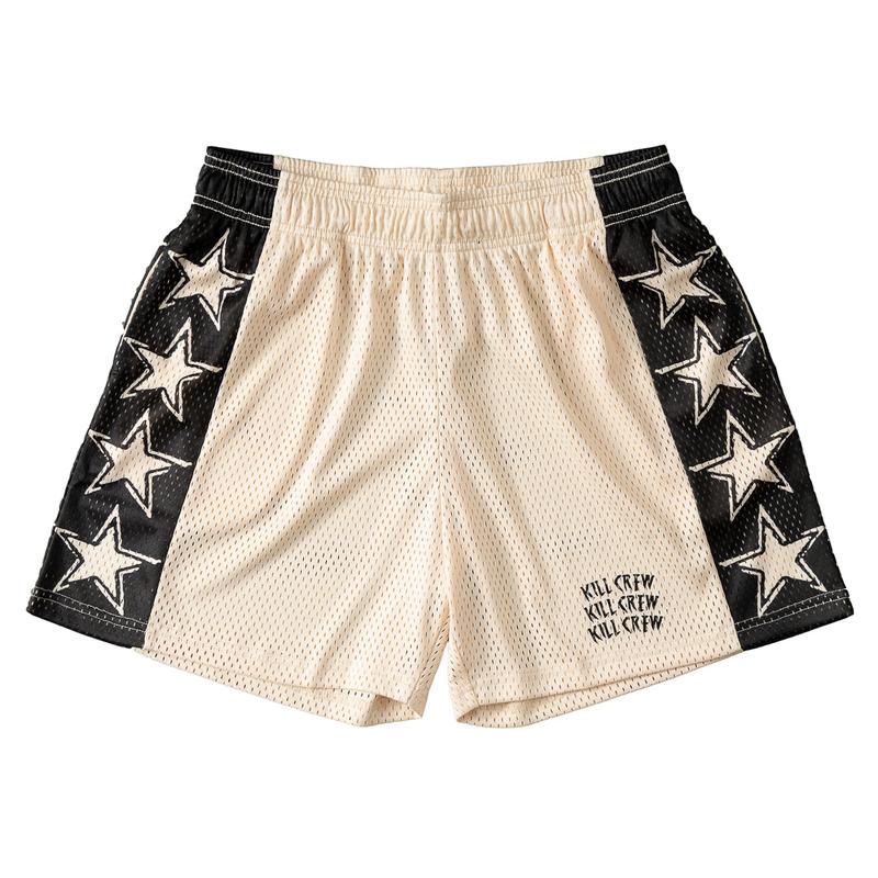 VENTED MESH SHORTS ALL STAR - CREAM   BLACK Menswear Elastic