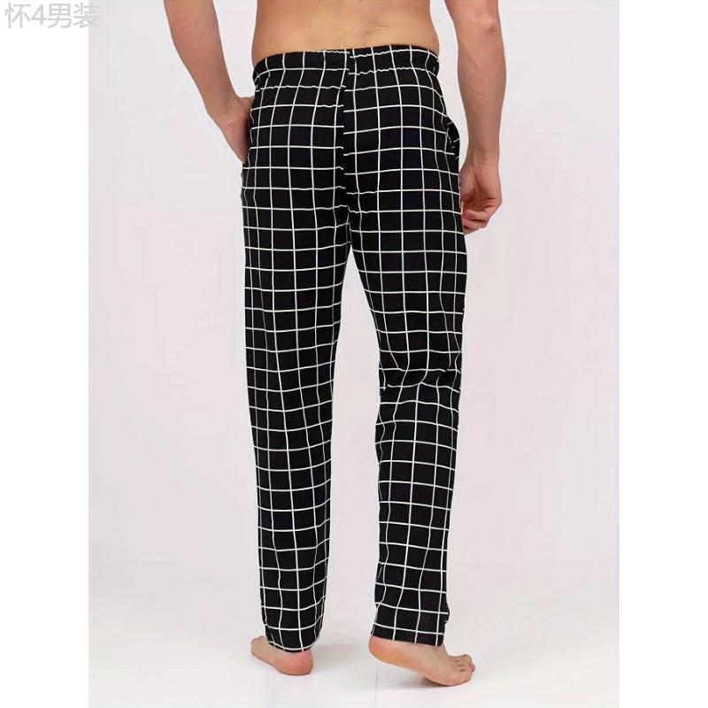 3-Pack Men's Plaid Pattern Casual Pajama Pants, Polyester Knit Sleepwear Bottoms with Pockets, Loose Fit Lounge Trousers for All Seasons Fabric Loungewear Menswear Stretch Homewear Pajama Set Pjs Checked