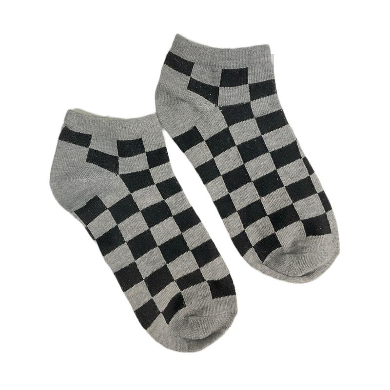 Black and Gray Checkered Ankle Socks