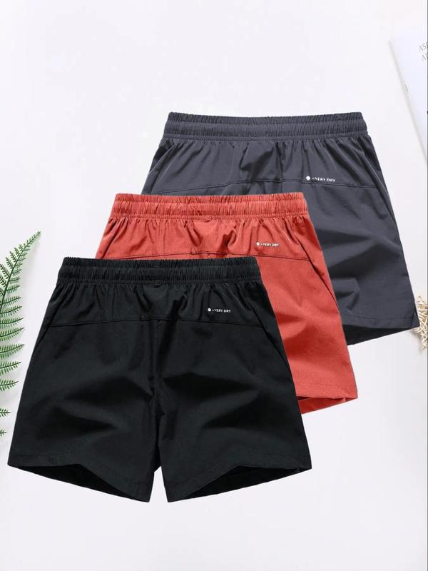 Men's Fashion Letter Print Drawstring Waist Shorts, Casual Streetwear Regular Fit Pocket Split Hem Shorts for Summer, Back To School Clothes, Summer Outfits, Men's Bottoms for Daily Wear, Menswear