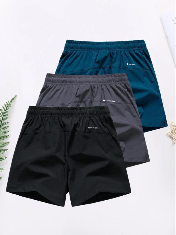 Men's Fashion Letter Print Drawstring Waist Shorts, Casual Streetwear Regular Fit Pocket Split Hem Shorts for Summer, Back To School Clothes, Summer Outfits, Men's Bottoms for Daily Wear, Menswear