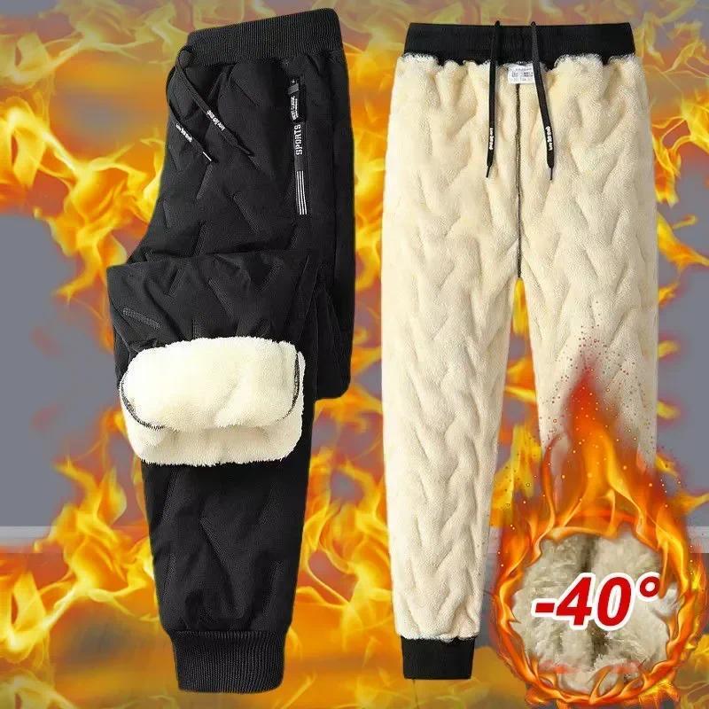 7XL Winter Sweatwear Plush Thick Fleece Sweatpant Lambswool Thermal Trousers Casual Pants Waterproof Windproof Warm Cotton Pants