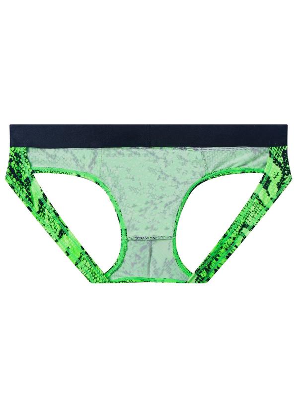 LGBTQ+ Men's Regular Fit Low Waist Leopard Snakeskin Print Thong, Breathable Colorblock Printed Panty for All Seasons, Comfy Breathable Men's Underwear for Daily Wear