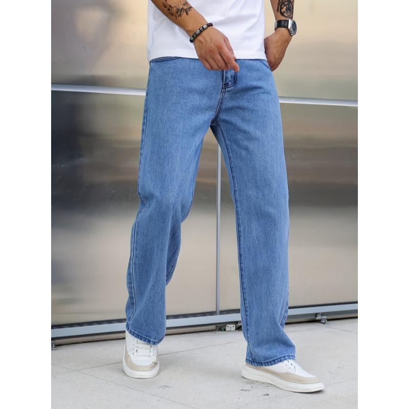 Men's Loose Fit Wide Leg Distressed Jeans for Casual Street Style