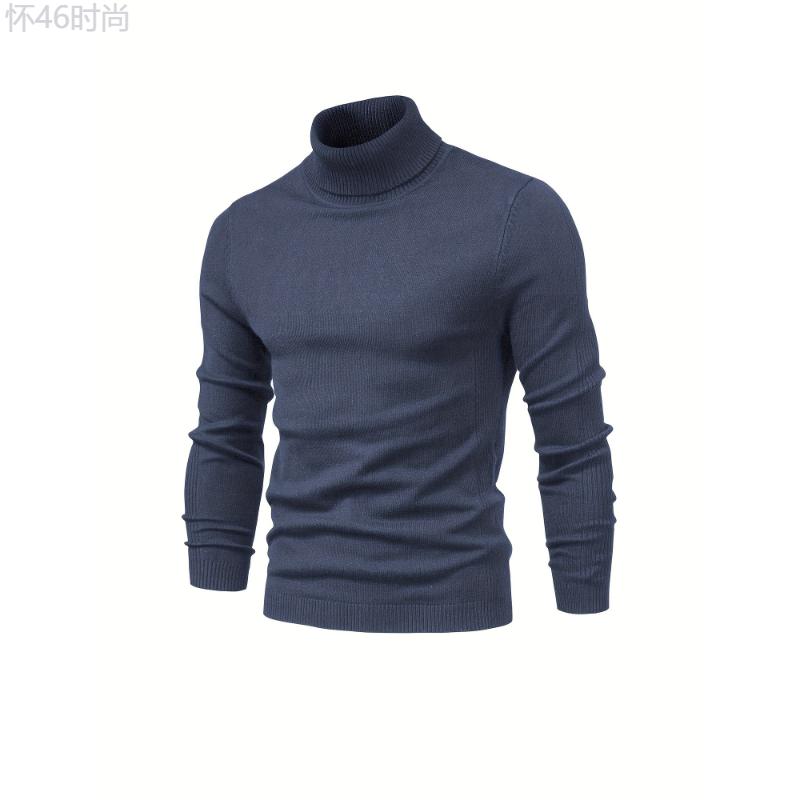 Men's Autumn Winter Solid Turtleneck Sweaters - Best Sellers All Match Fabric Knitwear