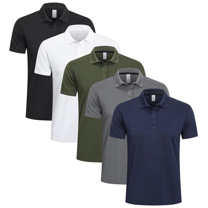 5-Pack Men's Polo Shirts Moisture Wicking Short Sleeve Performance Quick Dry Sports Golf Shirts clothing short sleeves Menswear Top