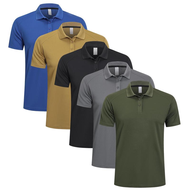 5-Pack Men's Polo Shirts Moisture Wicking Short Sleeve Performance Quick Dry Sports Golf Shirts clothing short sleeves Menswear Top