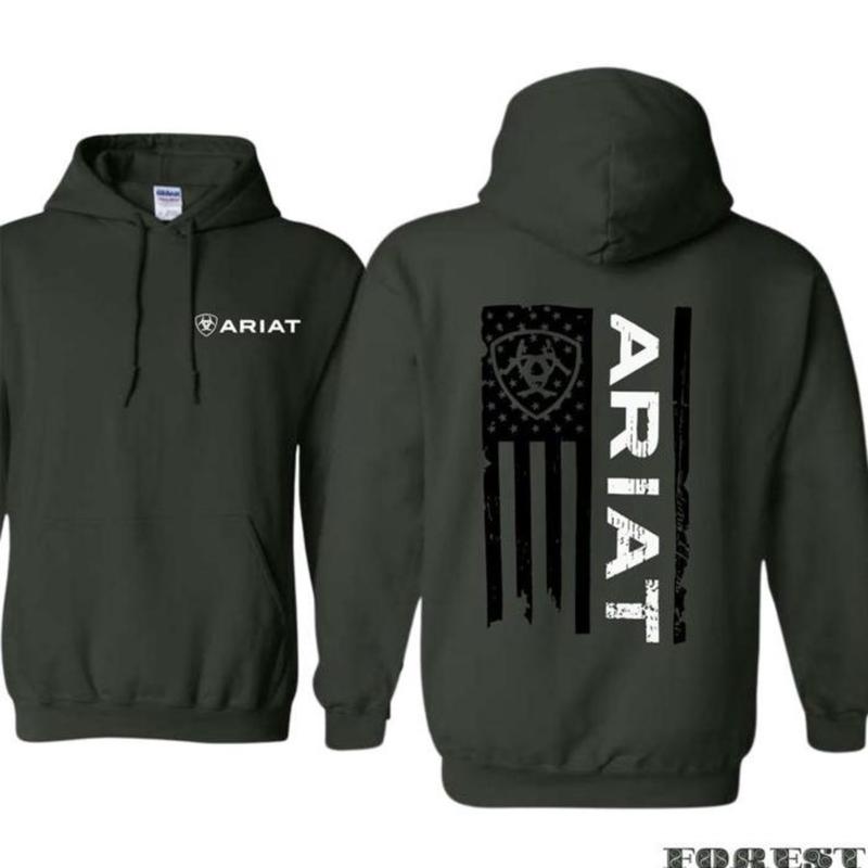 Ariat Hoodie, American Flag Hoodie, Classic Patriotic Pullover with Bold Western-Inspired Design, Cozy Unisex Hoodie Western Lifestyle Tshirt Sweatshirt Hoodie