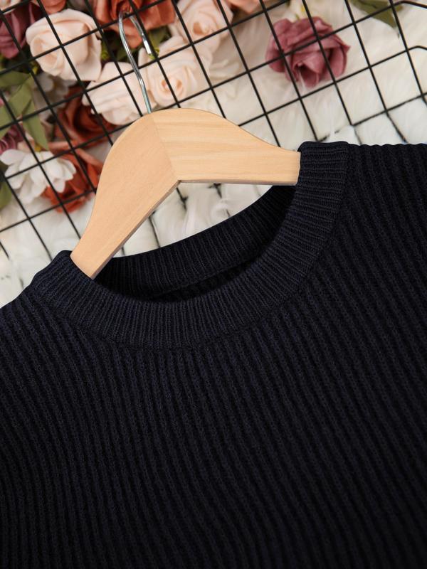 Men's Solid Color Round Neck Sweater, Regular Fit Casual Long Sleeve Crew Neck Jumper for Fall & Winter, Fashion Men's Knitwear for Daily Wear, Fall Outfits 2024, Sweaters for Men