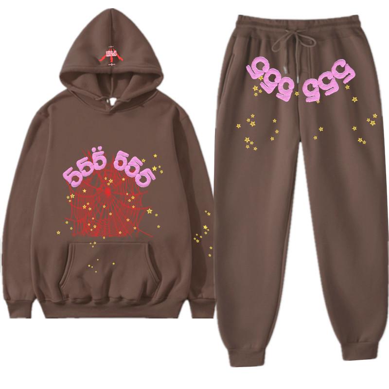 [American Hoodie 2 Sets] Hip Hop Fashion Singer Letter Printed Fleece Couple Men and Women Casual Sports Long Sleeve Sweatshirt Sweatpants Set Jacket