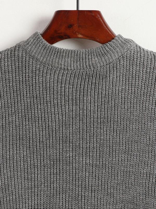 Men's Round Neck Sweater Vest without Tee, Regular Fit Casual Sleeveless Knitwear Top, Men's Knit Clothing for Daily Wear