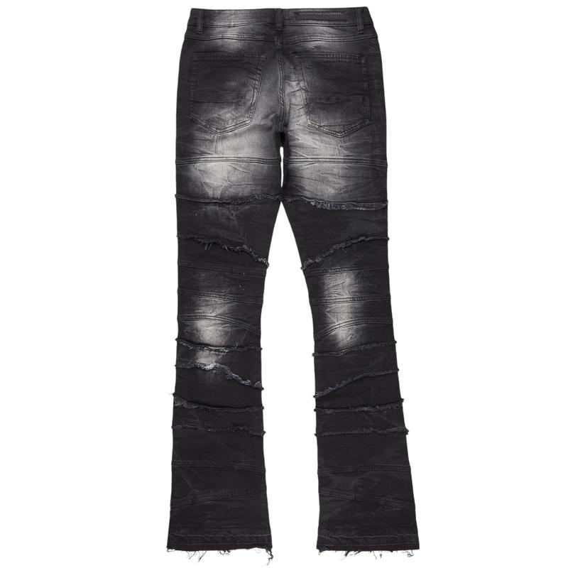 Franko Black Stacked Flare Jean