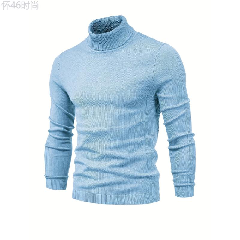 Men's Autumn Winter Solid Turtleneck Sweaters - Best Sellers All Match Fabric Knitwear